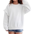 thumbnail image 2 of RMGVDSD Toddler Baby Girls Sweatshirts Ruffle Long Sleeve Solid Color Pullover Crewneck Tops Soft Casual Sweatshirt Fall Clothes 12-18 Months, 2 of 4