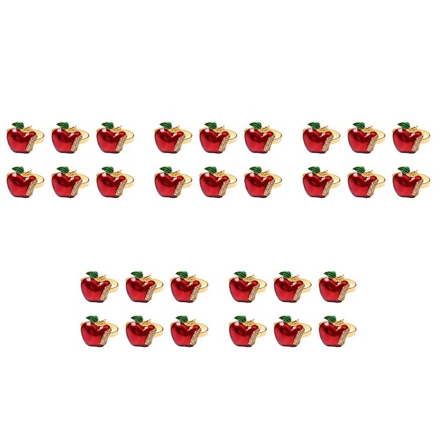 Juego de 30 servilleteros, redondos de manzana roja para bodas, cenas, banquetes, Navidad, cumpleaños