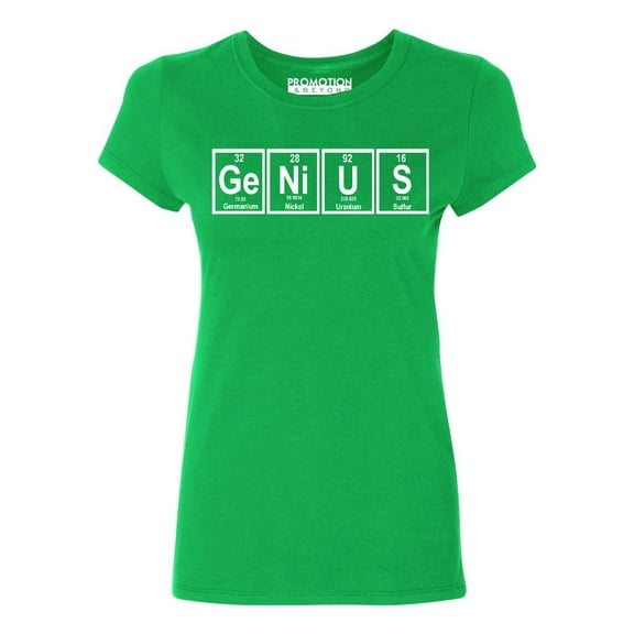 P&B Genius Periodic Table Funny Women's T-shirt, Green, M