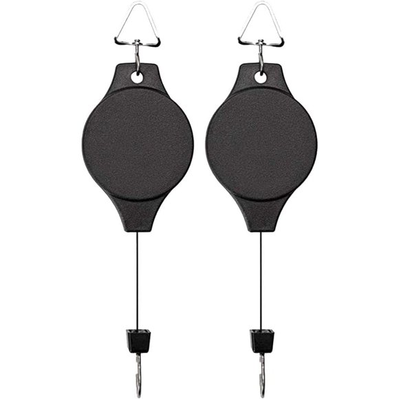 2 Pack Plant Hook Pulley, Retractable Plant Hanger Easy Reach Hanging Flower Basket for Garden Baskets Pots and Birds Feeder Hang High up and Pull Down to Water Or Feed
