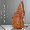 thumbnail image 2 of Bolso de pecho para hombre, moderno bolso cruzado de moda, de piel sintética, multifuncional, impermeable, antirrobo, para exteriores, 2 of 6