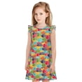 thumbnail image 1 of Balery Colorful Fish 2 Camisón de princesa para niñas, pijama de algodón con mangas abullonadas, suave y bonito.-Small, 1 of 6