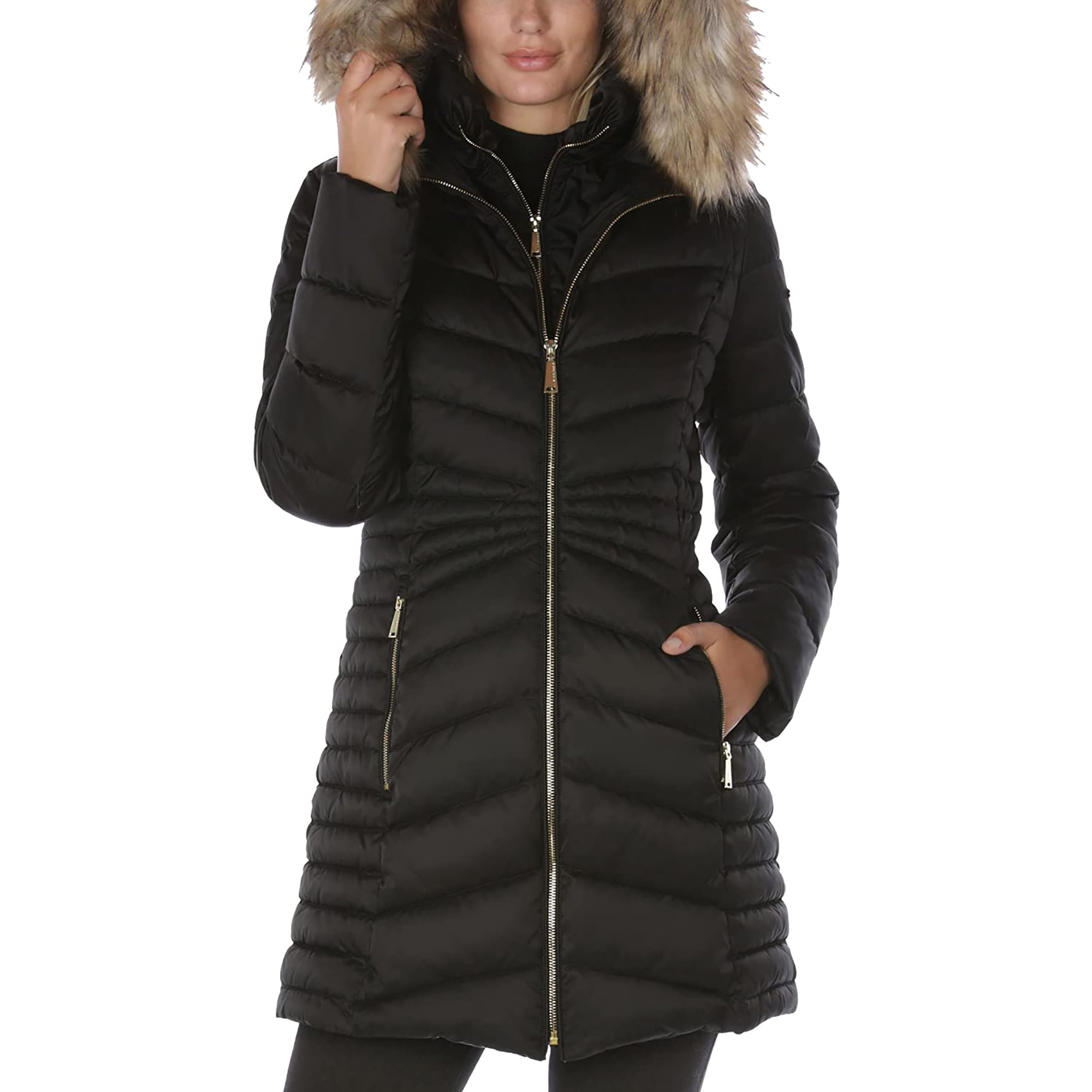 LAUNDRY BY SHELLI SEGAL Womens 3,4 Puffer Jacket with Detachable Hood ...