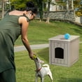 thumbnail image 6 of Outdoor Indoor Dog House,Resin Material Ventilate Waterproof Added to The Bottom,Multi-Functional Pet House for Small to Medium Dog(Grey, Medium), 6 of 13