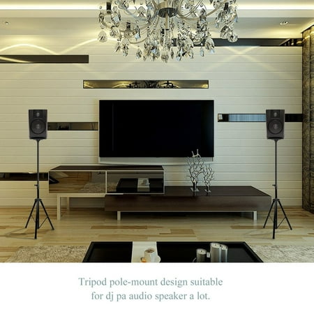 Hot Sale Universal Folding Tripo d Pole-Mount Speaker Audio Holder Stand With Tray(Black)