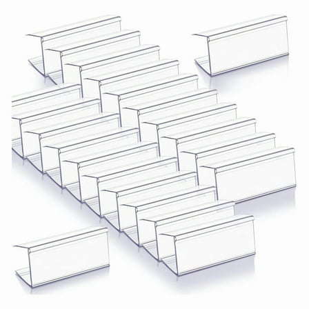 100 Pcs * Wood Shelf Label Holders-Transparent