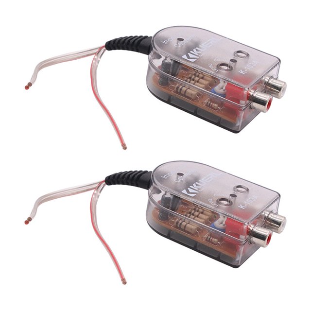 EeaseMX Convertidor de audio para coche de 2 piezas, práctico convertidor de alto a bajo, adaptador de nivel de altavoz