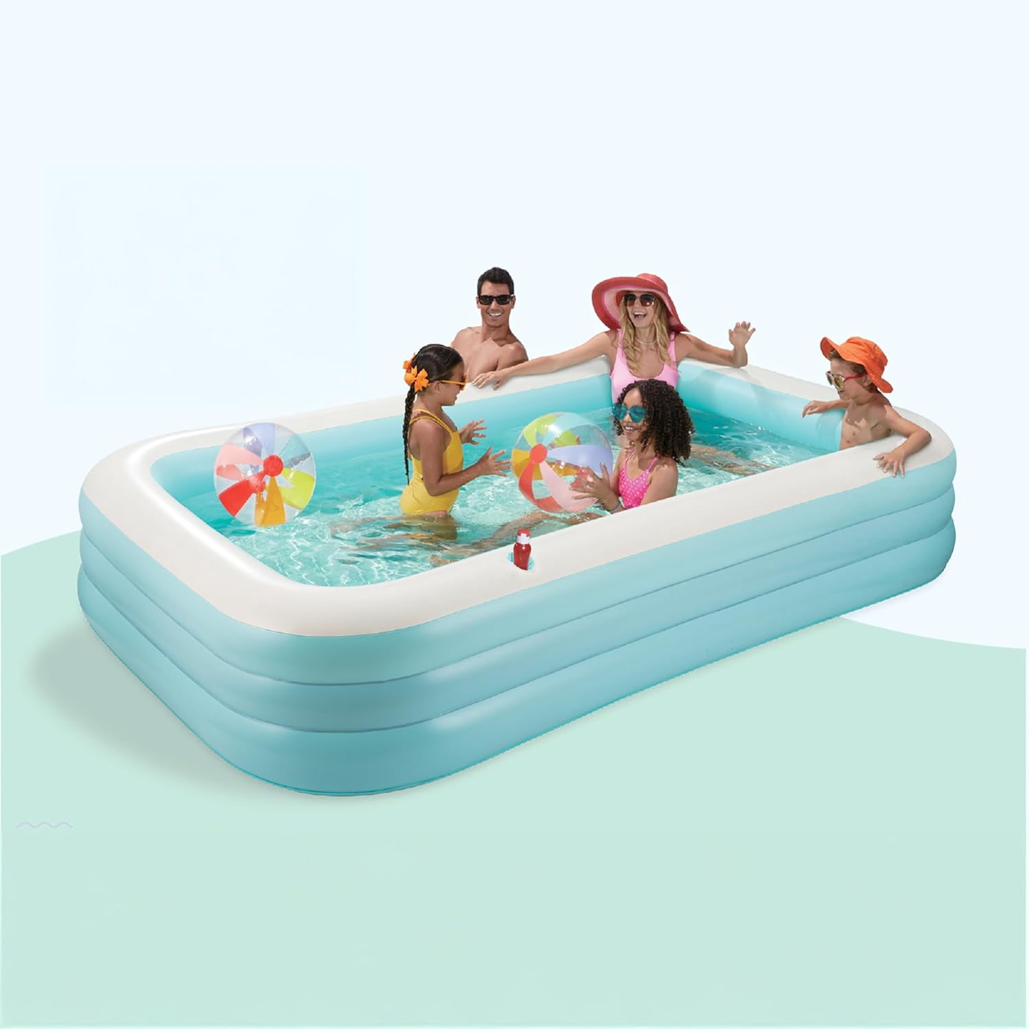 Maccabi Art Serenity Blue Inflatable Pool – 10ft Family Pool with Cup Holders – For Kids & Adults Ages 6+