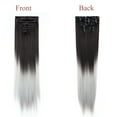thumbnail image 2 of SHCKE Clip in Hair Extensions 26 Inch Hairpieces 8 Pieces Set Clip On Hair Extension Straight Double Weft Hair Extensions Synthetic Hairpiece for Women Dark Brown To Silver Grey, 2 of 6