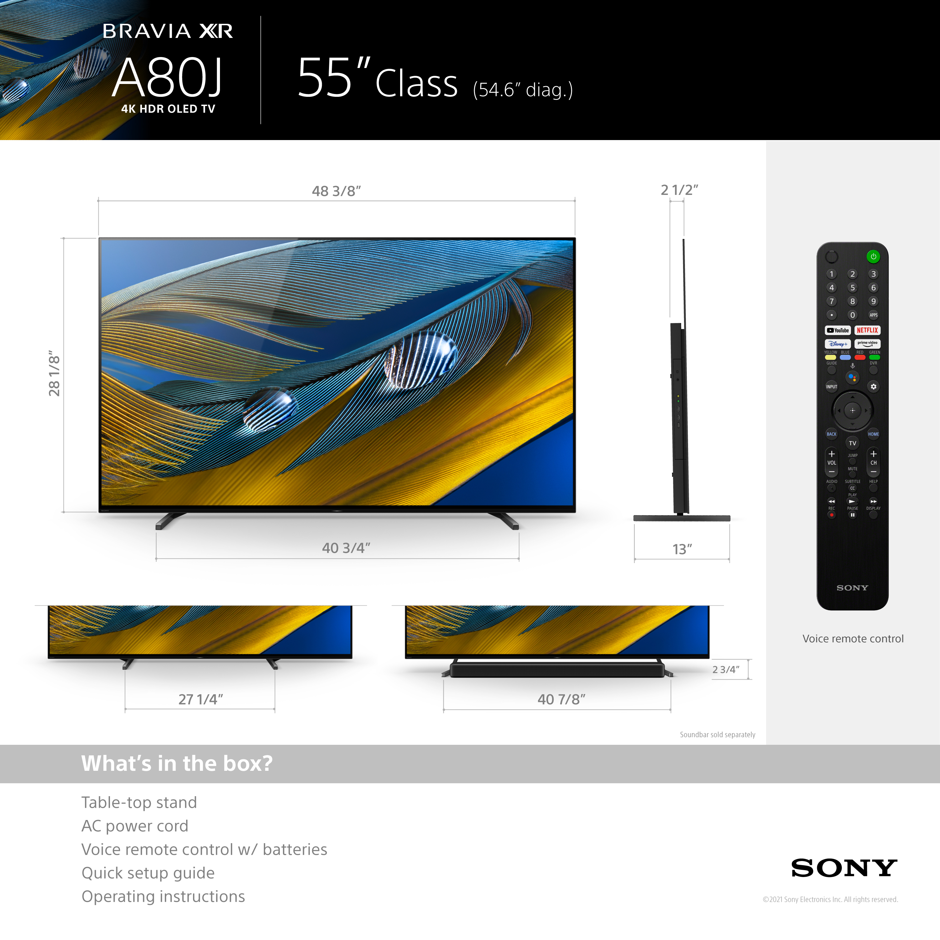Sony 55” Class XR55A80J BRAVIA XR OLED 4K Ultra HD Smart Google TV with Dolby Vision HDR A80J Series- 2021 Model - image 8 of 22