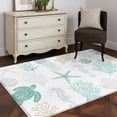 thumbnail image 3 of Teal Coastal Runner Rug 2.7x5 FT, Non Slip Entryway Carpet, Nautical Summer Beach Coral Sea Turtle Washable Soft Floor Carpet Entrance Mat Non-Shedding Throw Rug for Hallway Laundry Room Bedside, 3 of 9