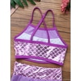 thumbnail image 7 of YONGHS Kids Girls Ballet Sequins Mermaid Tank Crop Top Shorts Set Tankini Swimwear 4-14, 7 of 7