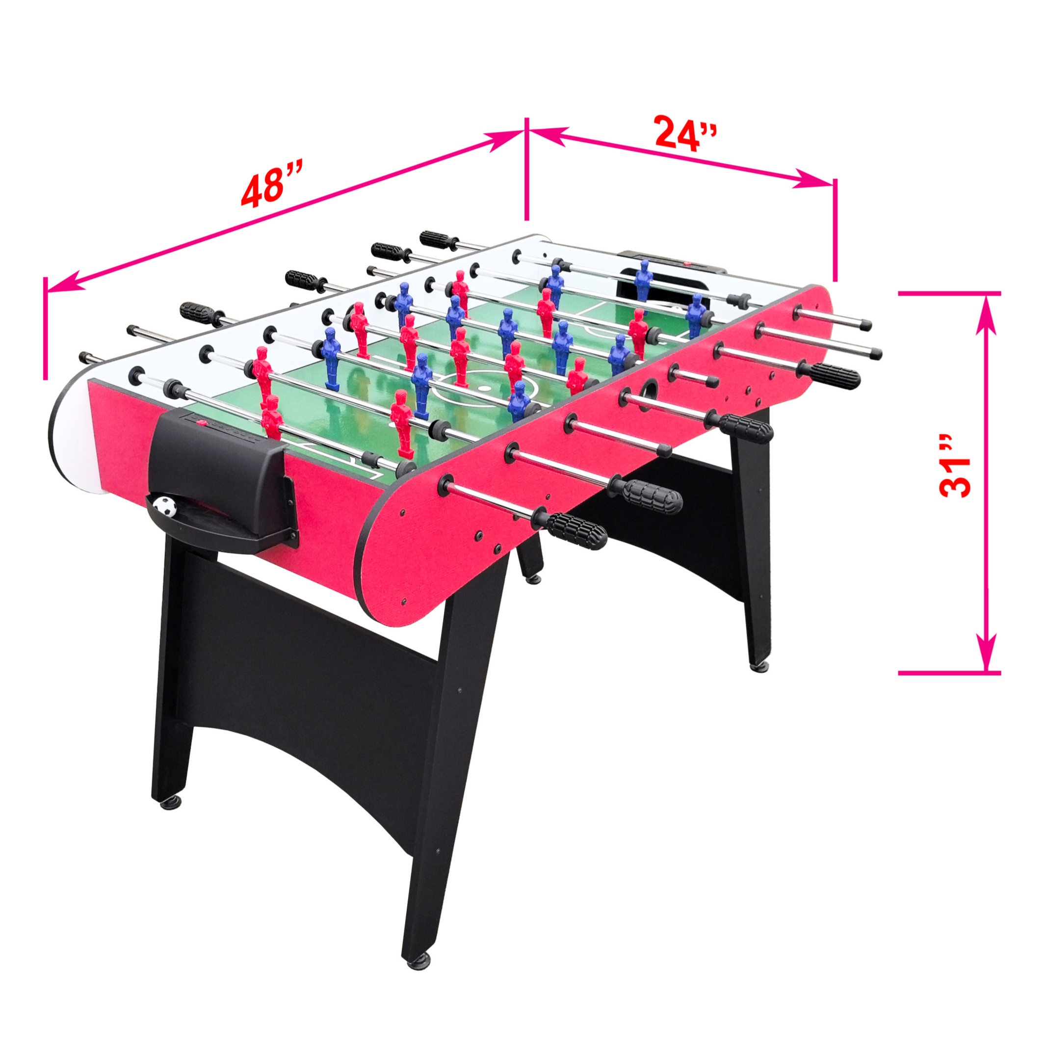 48" Soccer Table Game, SHINPT Foosball Table Adult Size for Family Gatherings, Foosball Table for Kids with 2 31mm Black/White Balls, Game Table for Game Room, Basement, Best Choice Product