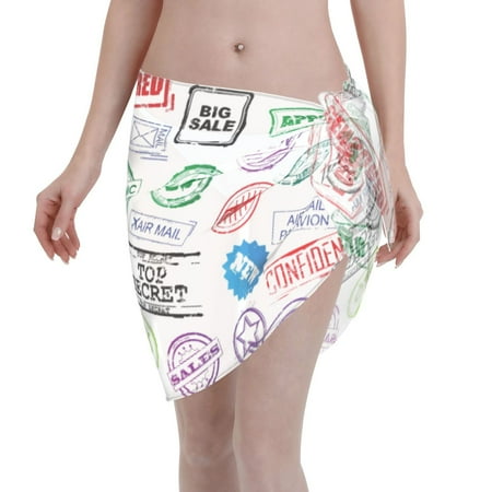 Ocsxa Stamp Set Collection Print Sarong Coverups For Women Bathing Suit Wrap Swimsuit Skirt Beach Bikini Cover Up Swimwear