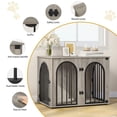 thumbnail image 5 of Hzuaneri Wooden Dog Crate Furniture, 31.5" Indoor Dog Kennel with Cushion, Dog Cage for Small Medium Dogs, Decorative Pet House Side End Table, Chew-Resistant, Greige Black, 5 of 12