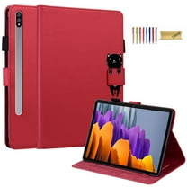 Dteck Case for Samsung Galaxy Tab S9/S8/S7 11 Inch Tablet (Model SM-X710/X716/X718/T870/T875/X700/X706), Slim Folio Stand Protective Cover with Card Holder,Red