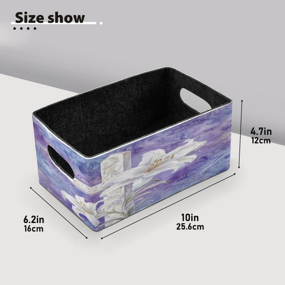 BZSMCE Shelf Baskets Easter Cross Printing Pattern Storage Cube Bins 10.1*6.3*4.7in Set of 2