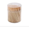 thumbnail image 1 of Palillos de dientes de madera de bambú, palillos de dientes redondos de madera de 500 piezas con caja transparente, doble cara resistente, 1 of 4
