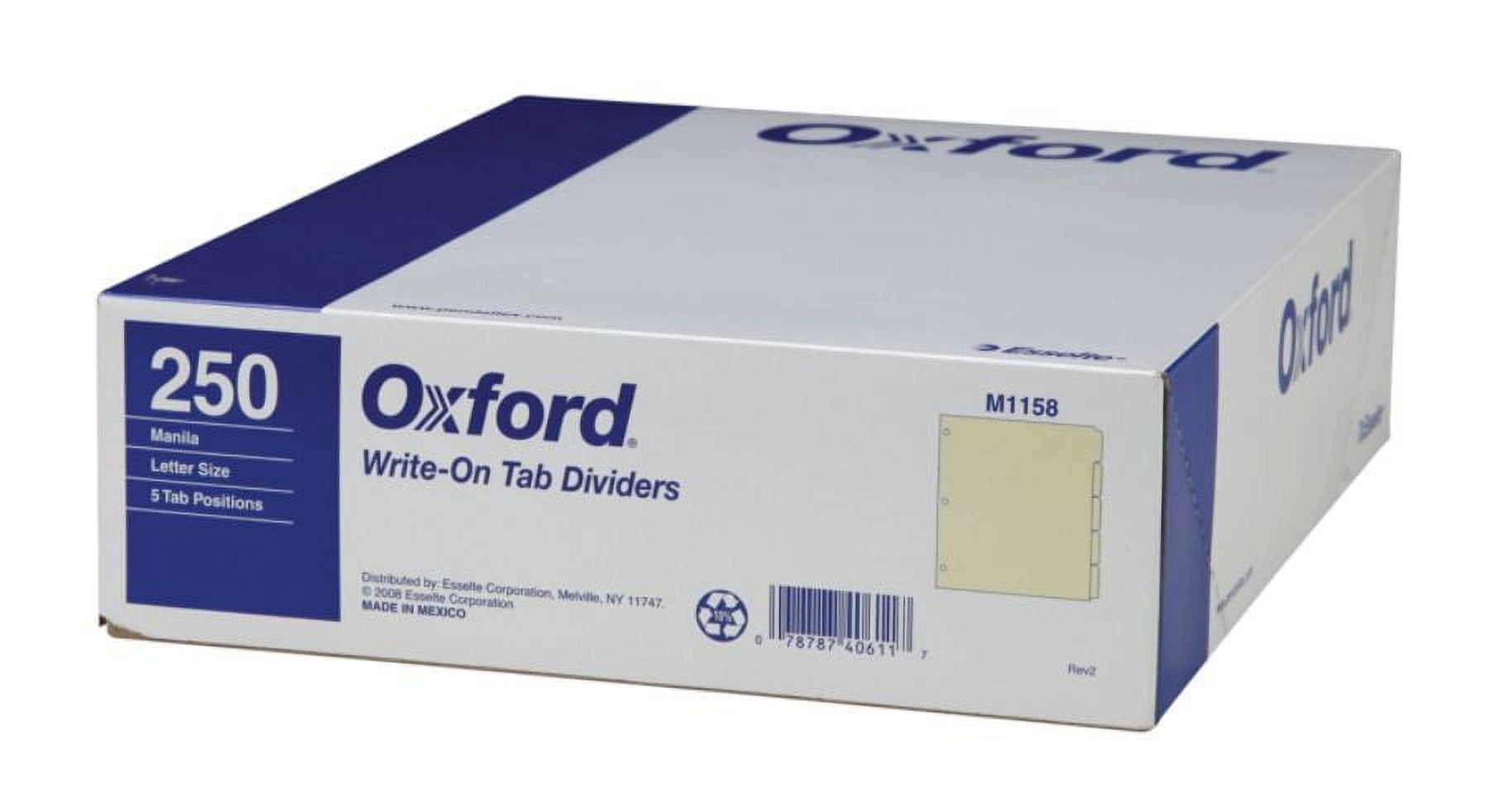 Oxford™ Manila Tab Dividers, Blank, 5-Tab, Box Of 50 Sets