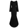thumbnail image 3 of Prolriy Wedding Guest Dresses for Women, Women's Beach Long Dress One Line Shoulder Print Holiday Long Swing Dress Formal Cocktail Dresses for Women Black XL, 3 of 9