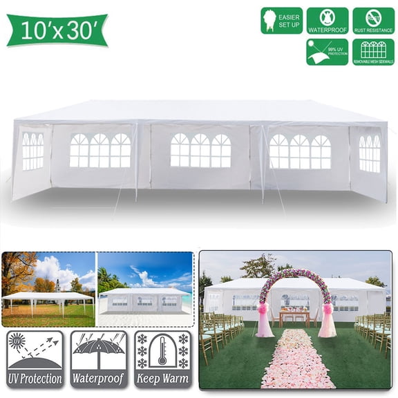 Veryke 10' x 30' Canopy Tents for Outside, Canopy Tent for Camping with 5 Removable Sidewalls, Waterproof Folding Canopy Wedding Tent for Party Beach Commercial Event Gazebo Pavilion BBQ