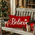 thumbnail image 5 of Christmas Pillow Covers 12x20,Red Believe Christmas Lumbar Pillows Decorative Throw Pillow Cases,Outdoor Xmas Decorations Cushion Covers for Couch Home Winter Holiday (18, 5 of 6