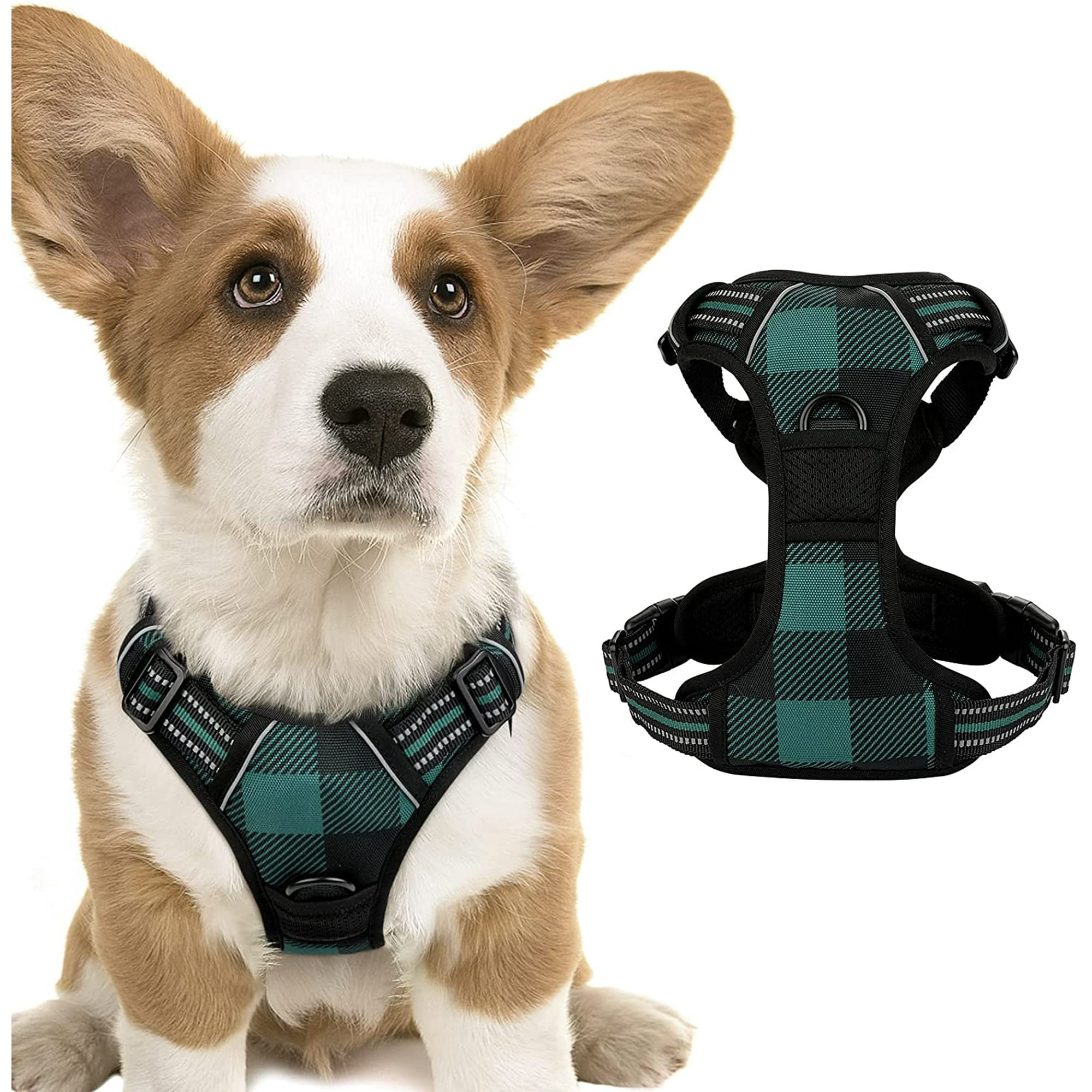 Saydy Dog Harness No Pull Adjustable Dog Walking Chest Harness With 2 Leash Clips Comfort Padded Dog Vest Harness With Easy Handle Reflective Front