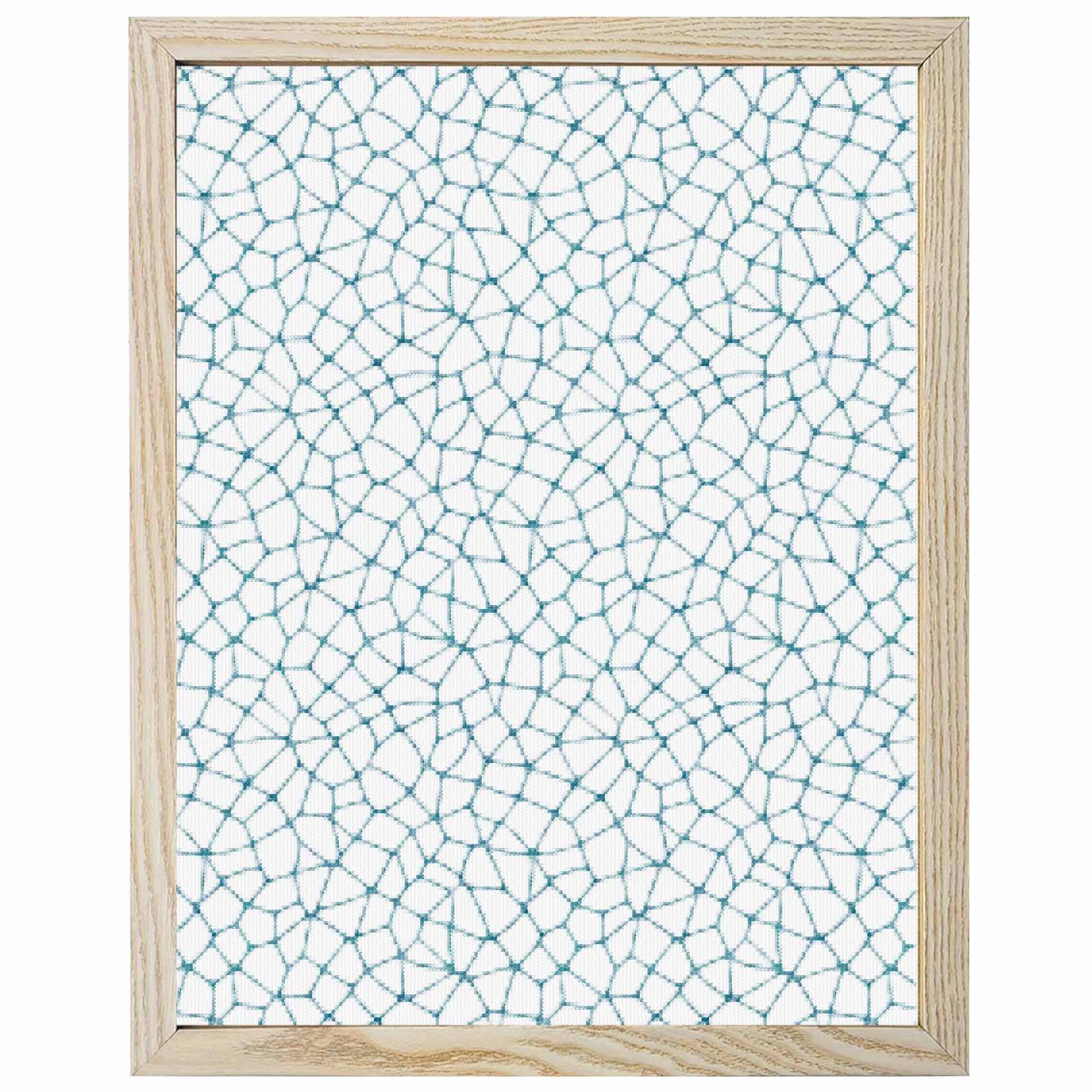 Diamond Painting Kits Teal Blue Cracked Graphic 5D Diamond Painting Dots Gem Craft Framed Canvas Abstract Mosaic Network Full Drill Diamond Art Paintings for Living Room Wall Decor 16x20 Inch