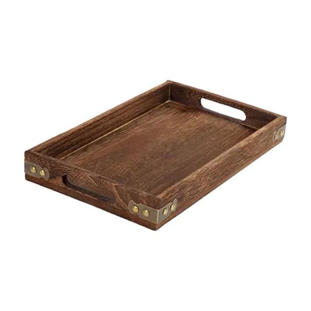 Bgsha Modern Design Solid Wood Serving Tray Set for Tea Table and Coasters.