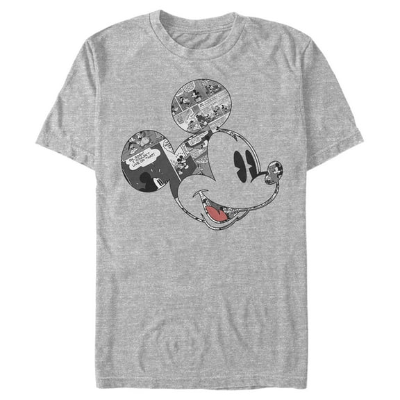 Men's Mickey & Friends Comic book Mickey Mouse Face Graphic Tee Athletic Heather Small