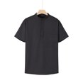 thumbnail image 2 of Men's Waffle Henley Shirts Casual Short Sleeve Crewneck T-Shirt Workout Summer Beach Tops, 2 of 9