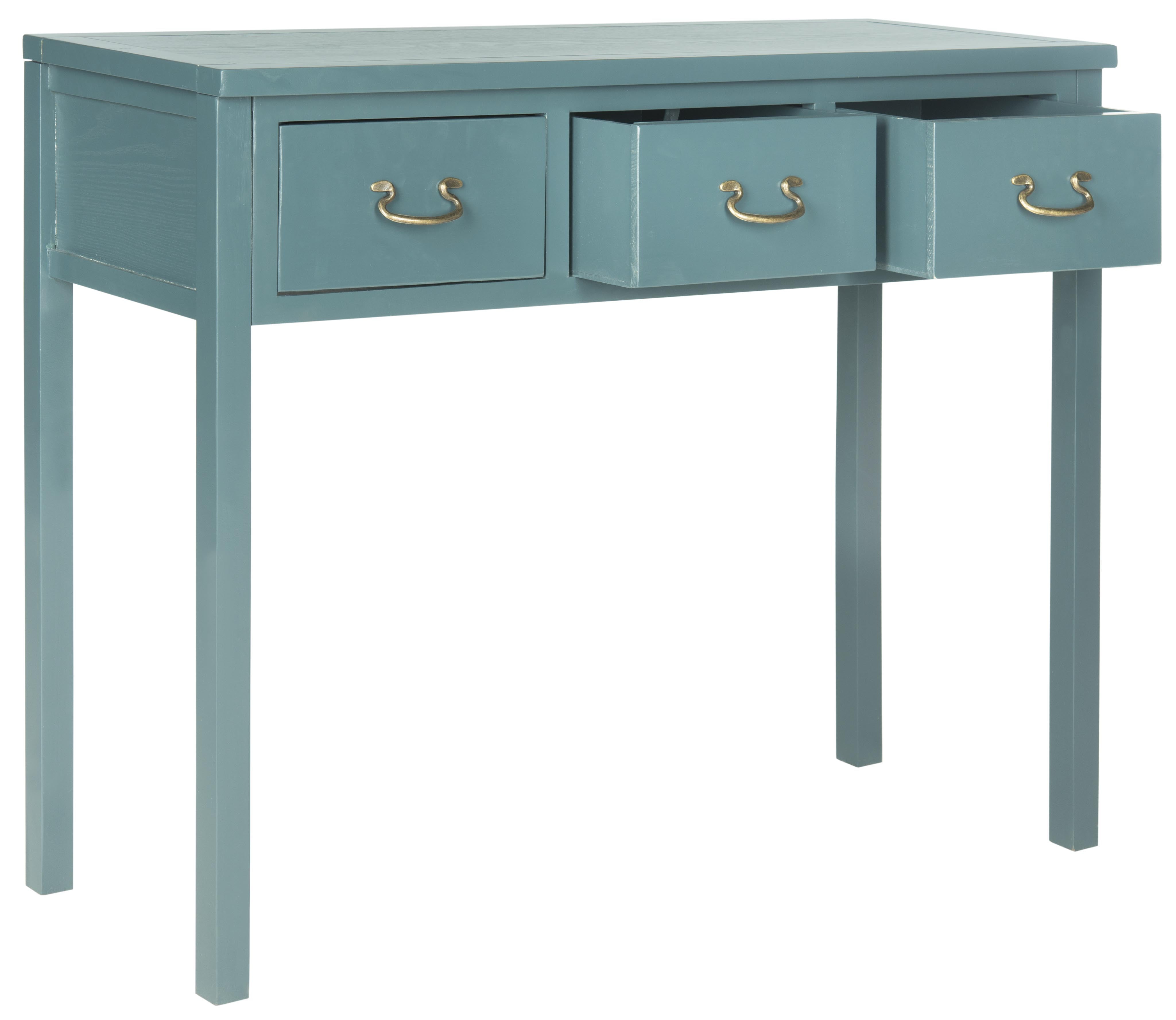 SAFAVIEH Cindy Contemporary Nautical Console w/ 3 Storage Drawers, Slate Teal