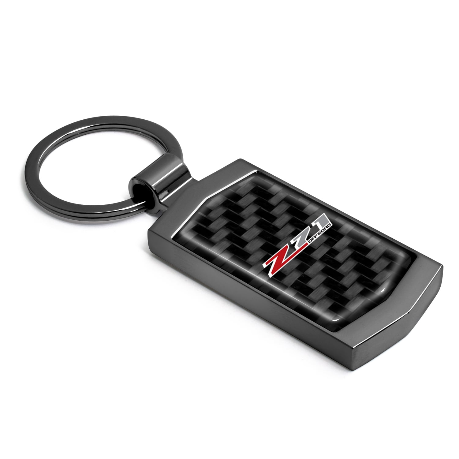 iPick Image for Chevrolet Z71 Real Black Carbon Fiber Gunmetal Black Case Key Chain, Official Licensed