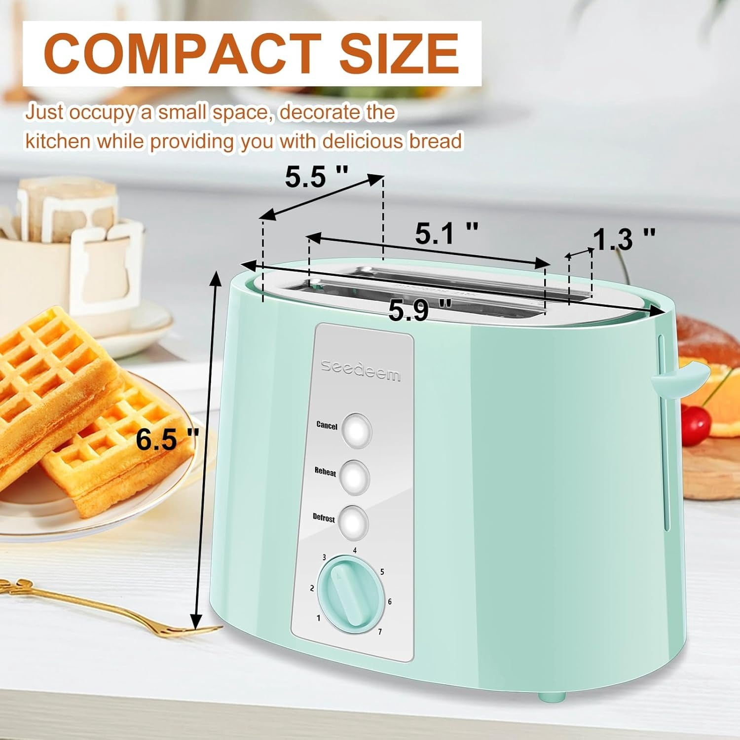 Toaster 2 Slice, Extra Wide Slot Toaster, 7 Shade Settings, Bread Toaster with Cancel, Defrost, Reheat Function, Extra Wide Slots for Waffle or Bagel, Removable Crumb Tray, 750W, Retro Red