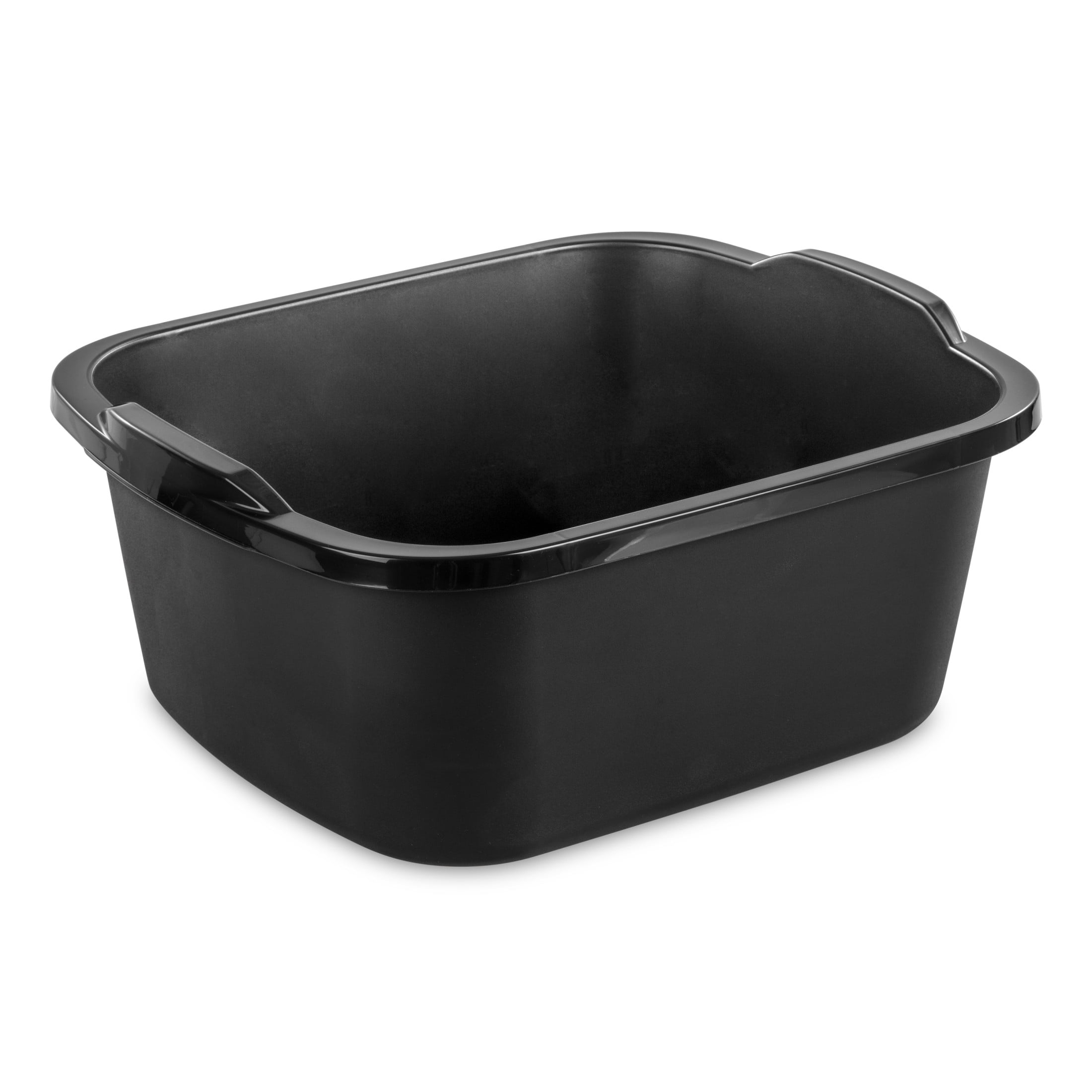 (2 pack) Sterilite 18 Qt. Dishpan, Multi-Purpose Plastic Wash Tub, Kitchen, Sink, Black