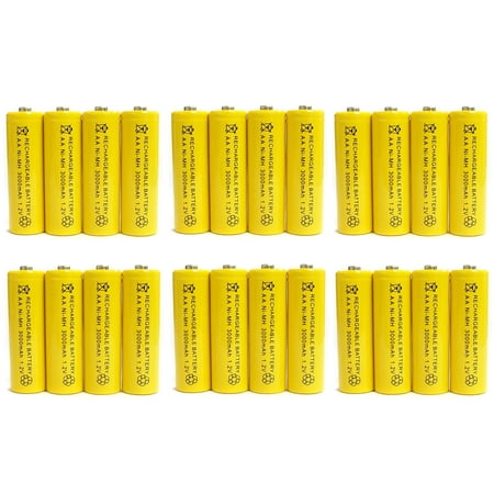 24 Pcs AA 3000mAh Ni-Mh 1.2V Reable Battery Cell for MP3 RC Yellow
