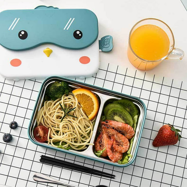 Four Grid Cute Bento Lunch Box，Lunch Box for Kids，Durable BPA Free PlHSZtic  Reusable Food Storage Containers, Suitable for Schools, Companies,Work and