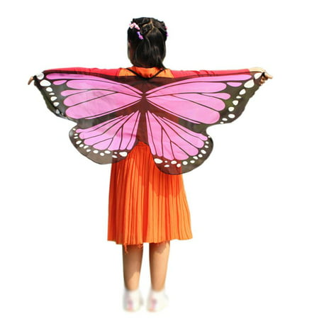 Kids Girls Boys Butterfly Wings Princess Fairy Shawl Cape Party Dance