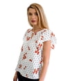 thumbnail image 2 of Cherries & Polka Dots Top - Keyhole Neck w Flutter Sleeves - Retro Style - Size Small, 2 of 4