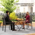 thumbnail image 3 of Set of 2 Stackable Outdoor Garden Dining Chairs, Rust-Resistant Steel Frame with Breathable Texteline Fabric, Armrests, Dark Grey, for Patio, Balcony, Backyard, 22"x22.8"x35", 3 of 7