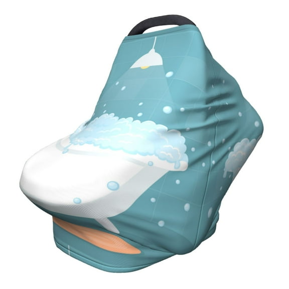 Fotbe Bathtub with Soap Bubbles Pattern Car Seat Covers for Babies, Nursing Breastfeeding Cover Infant Carseat Canopy, Soft Stretchy Carrier Cover