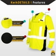 thumbnail image 4 of KwikSafety (Charlotte, NC) ESTIMATOR Long Sleeve Safety Shirt (Y-Neck Button w/POCKET) Class 3 ANSI OSHA Custom High Visibility Reflective Tape Construction Security HiViz Clothing Men | Yellow XL, 4 of 7