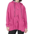 thumbnail image 2 of Kcodviy Womens Rain Jacket with Jacket Women Hood Lightweight Long Sleeve Neon Windbreaker Women Windbreaker Zip Up Drawstring Foldable Rain Jacket Raincoat with Pockets, 2 of 5
