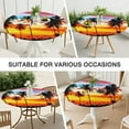 thumbnail image 3 of Round Tablecloth Fitted Elastic Table Cover with Vibrant Tropical Beach Sunset and Boho Prints, Waterproof Vinyl with Backing, Perfect for Indoor and Outdoor Dining, 3 of 3