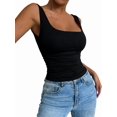thumbnail image 3 of Women'S Summer Sleeveless Square Neck Tank Top Ruched Slim Fit Basic Vest Tops, 3 of 9