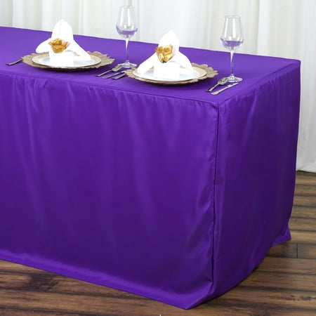 BalsaCircle 6 feet Fitted Polyester Tablecloth - Wedding Party Trade Show Booth Events Table Linens