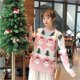 thumbnail image 3 of Nuevo suéter navideño para mujer, suéter grueso y cálido de invierno, suéter elegante con cuello redondo, suéteres casuales, top de manga larga con retazos, 3 of 5
