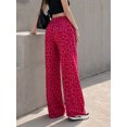 thumbnail image 2 of Mengpipi Women’s Leopard Print Wide Leg Pants High Waist Drawstring Palazzo Trousers with Slant Pockets S-2XL, 2 of 7
