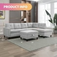 thumbnail image 5 of Mjkone L Shaped Sectional Sofa with Left Hand Facing Chaise,Free Combination Ottoman, Modular Sectional Sofa with Rivet Trim,Upholstered Sofa Couches for Living Room,Light Grey, 5 of 5
