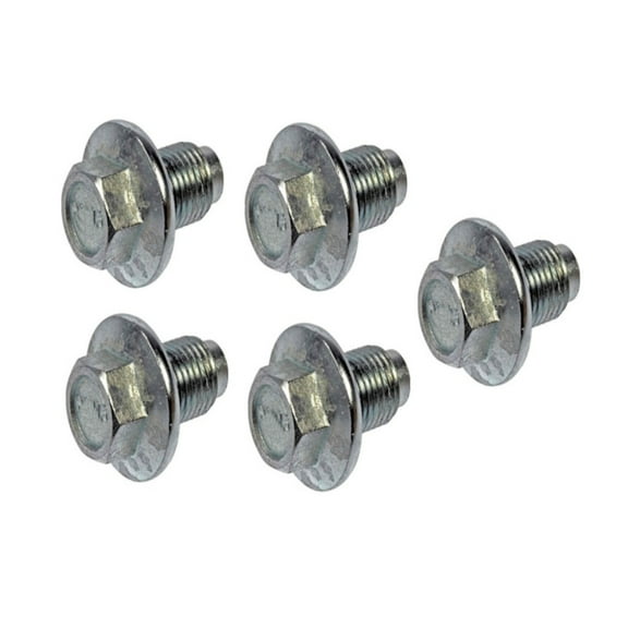 KarParts360 For Ford Explorer Sport Trac 2007 2008 2009 2010 Engine Oil Drain Plugs | 5 Pieces | Steel | Silver | 3 Bolt Grade | Conventional Drain Method | Replacement For F75Z6730-BA, JZH100062